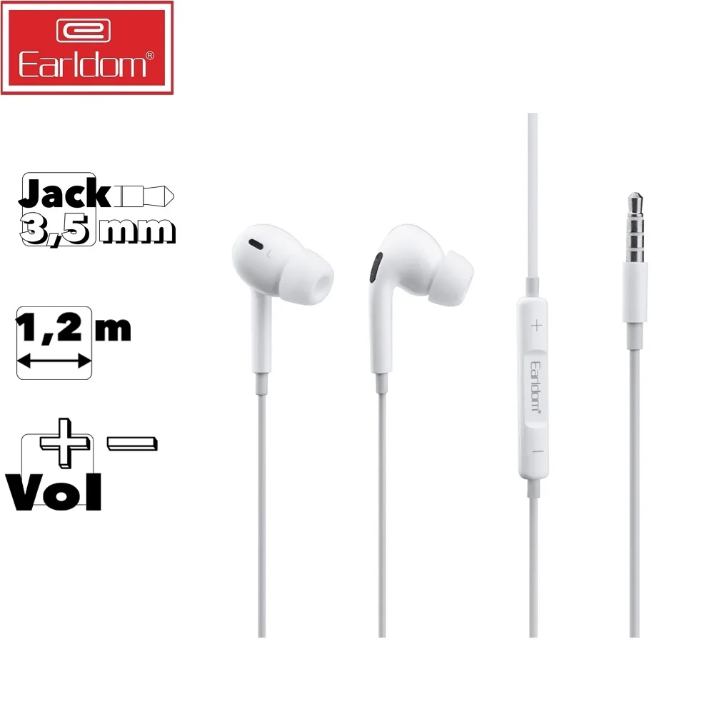 Headset earldom et-e31 3.5mm volume +/- plug-in 1.2 m (White) | Earphones &amp Headphones