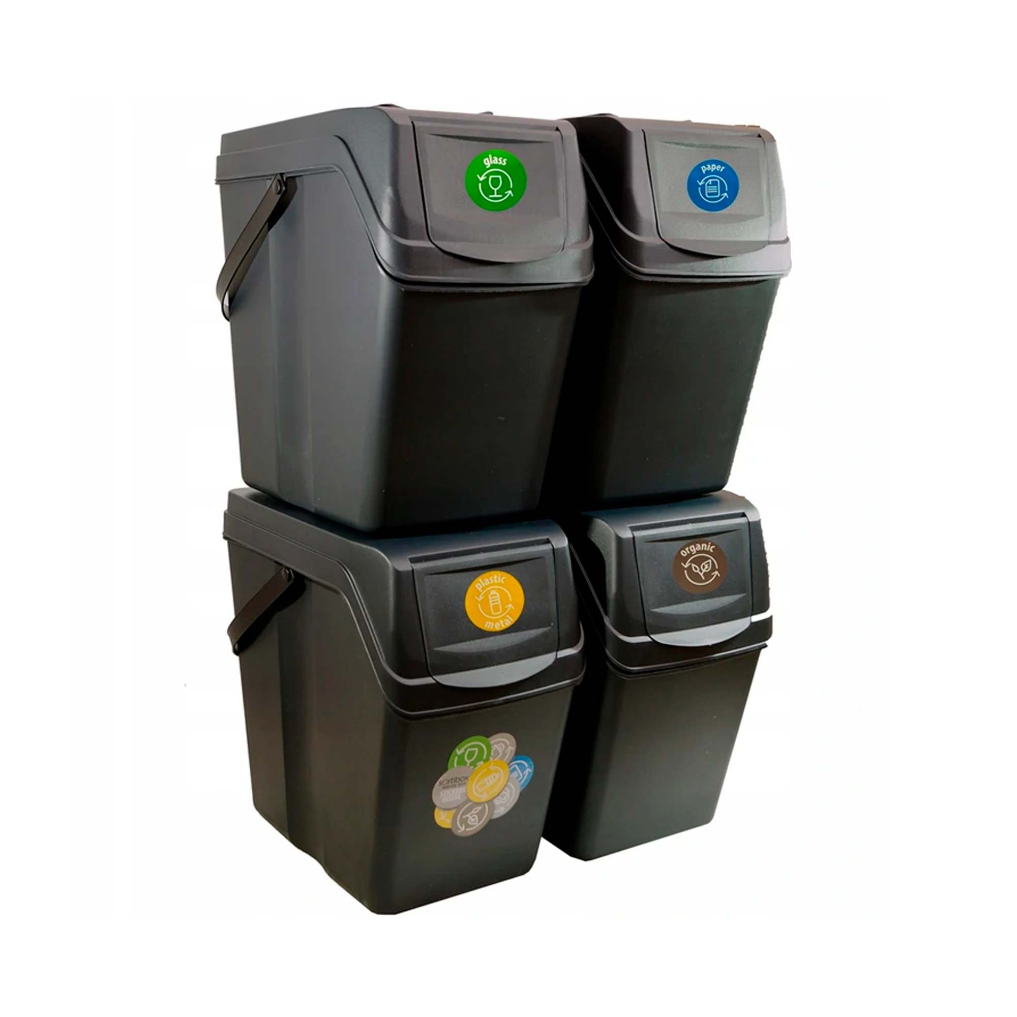 Набор из 4 мусорных баков/переработка 100 л (4x25L) процветающий пластиковый