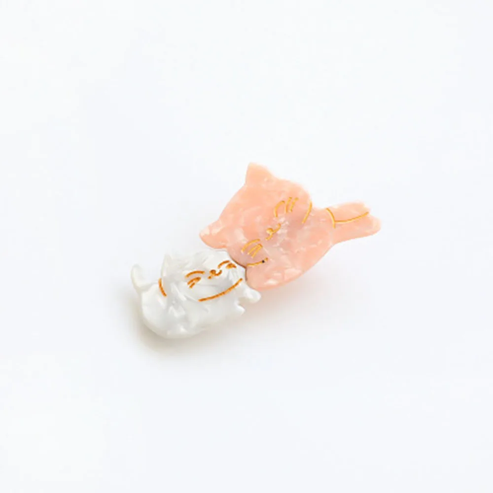 

New Japanese Acetic Acid Kawaii Cat Hair Clips Good Quality Natural Grain Small Hair Clips Women Mini Hairpins Hair Accessories