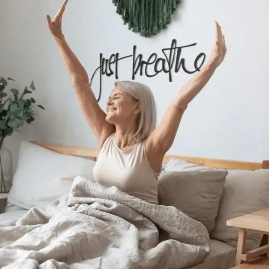 

JUST BREATHE - Metal wall yoga serenity breathable decor and art, Elegant Metal Design, office stickers sports Room wall poster