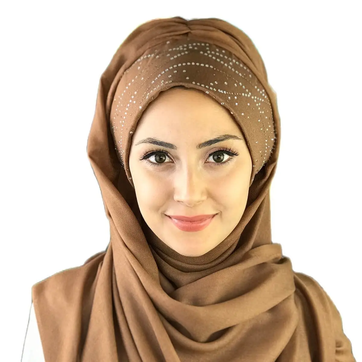 

New Fashion Islamic Muslim Hijab 2021 Trend Hijab Ready Wear Hat Scarf Chiffon Koton Brown Hijab Evening Dress Shawl