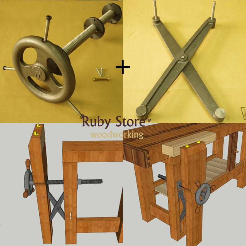 Полная фурнитура для верстака Roubo сверхмощные тиски ножек т. Олень LV 4530BW + X