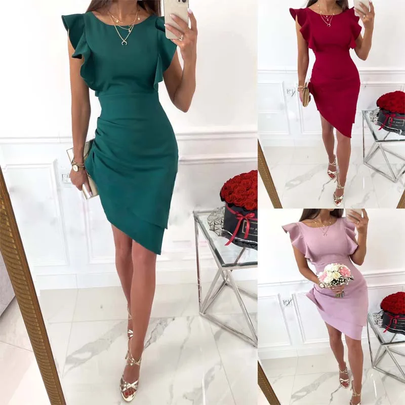 

Office Lady Elegant Dress For Women Backless Strap Sleeveless Knee Length Summer Women Dress Party Wedding Female Vestido