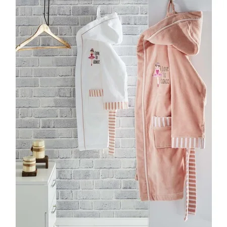 Ecocotton Ballerina Girl Child Robe Powder 5-6 Age 361362735