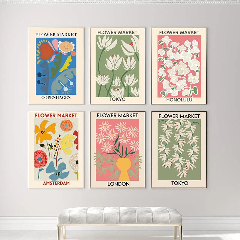 Цветок Рынок Лондон Токио холст для живописи цветочный светодиодная вывеска