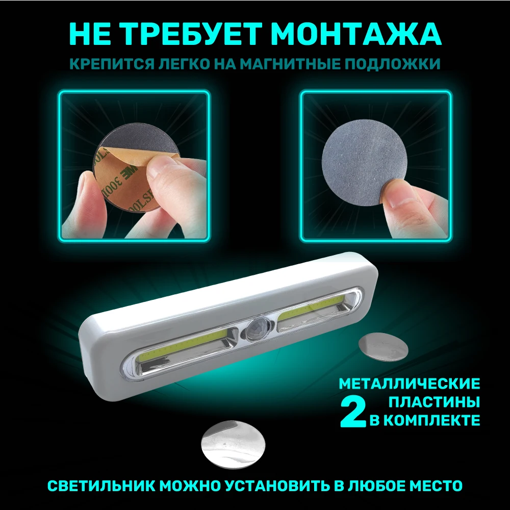 Светильник светодиодный беспроводной настенный с датчиком движения ночник для