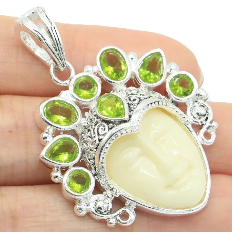 Кулон Серебряный женский с изображением морганита аквамарина и зеленого