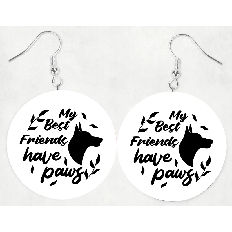 

My Best Friends Have Paws Faux Leather Earrings For 2022 Friend Theme Gift