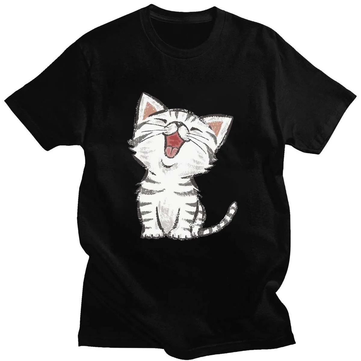 

Женская футболка с принтом кошки и круглым вырезом, 14 цветов