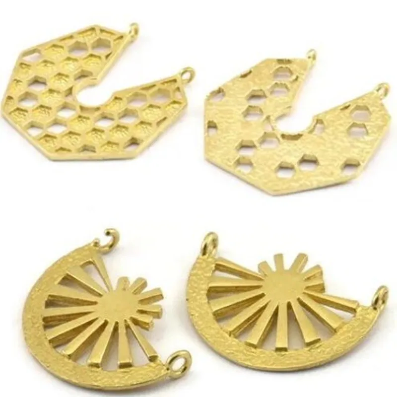 

raw brass Half Semi Circle Crescent moon Phases sunny Pendants With 2 Loops, Findings charm (Nickel Free and Lead Free)03