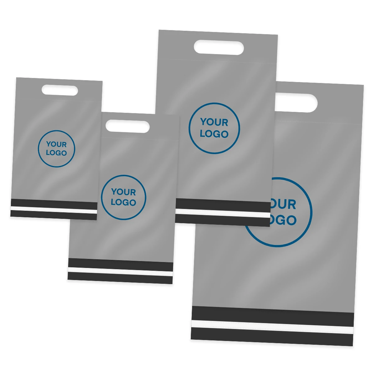 250 шт. серые пластиковые пакеты для почтовых отправлений с логотипом