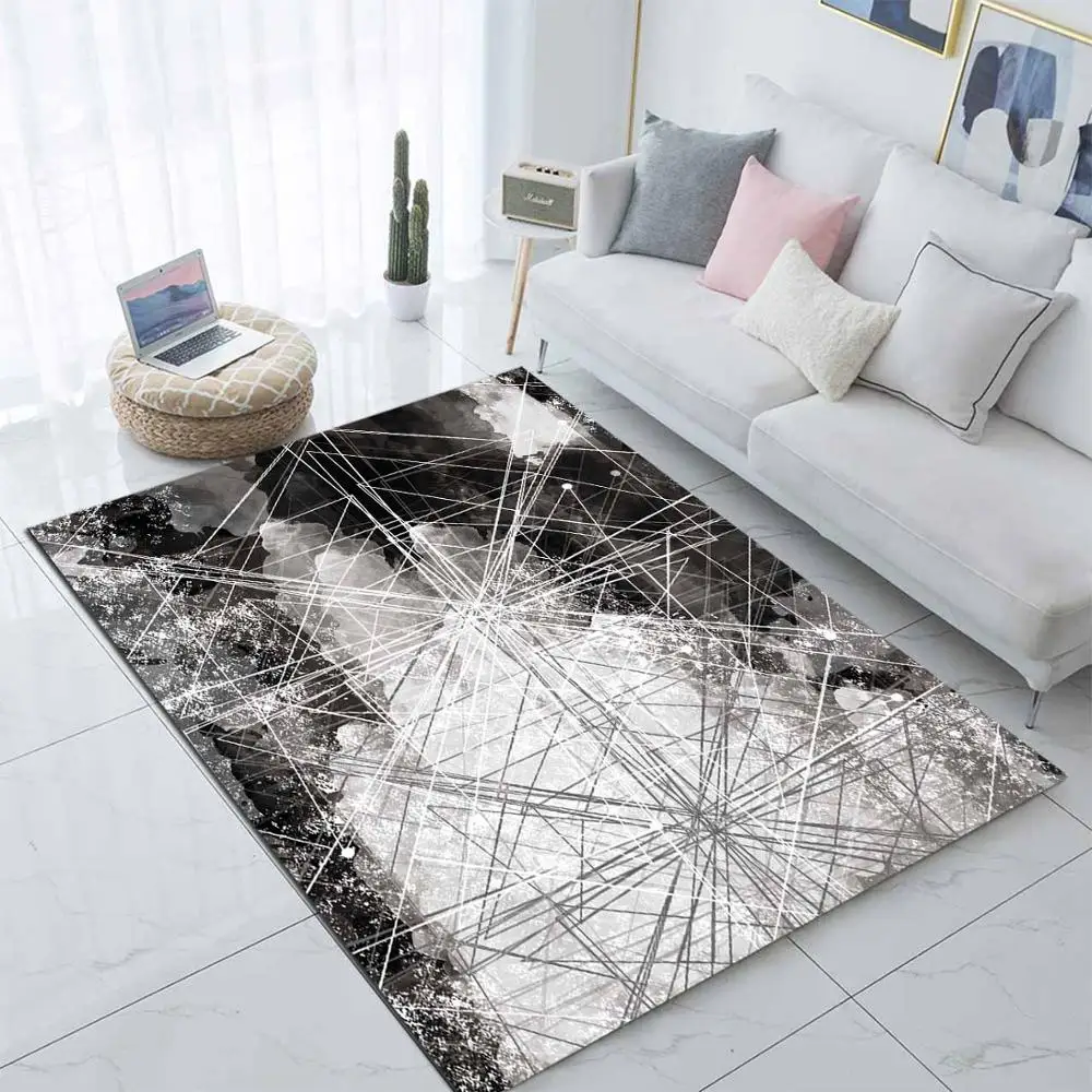 

Else Gray White Geometric Nordec Scandinavian 3d Print Non Slip Microfiber Living Room Decorative Modern Washable Area Rug Mat