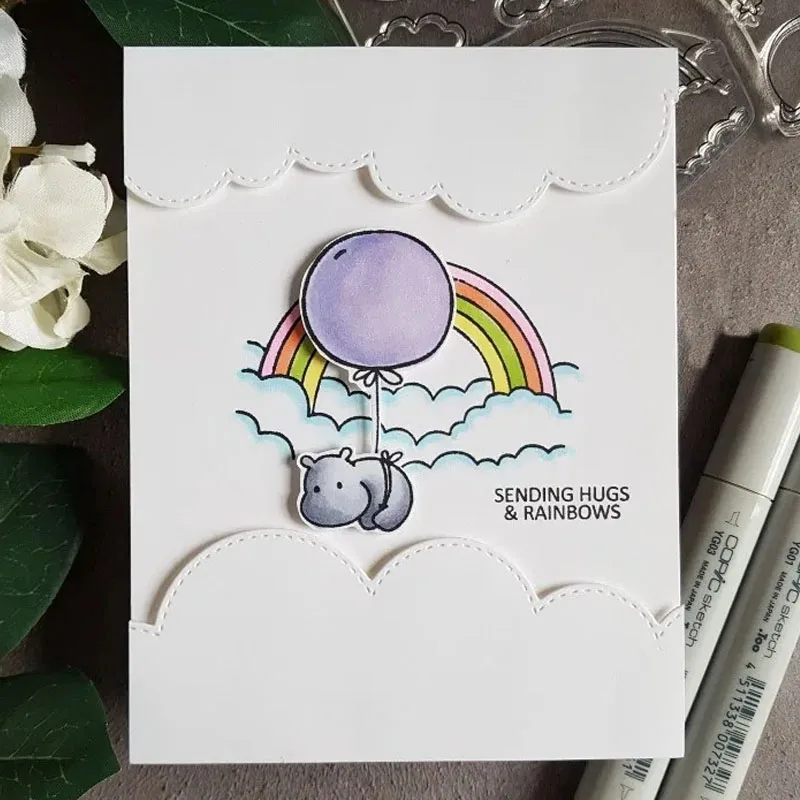 Прозрачный штамп с металлическими вырубными штампами животные Алфавит закат Кот