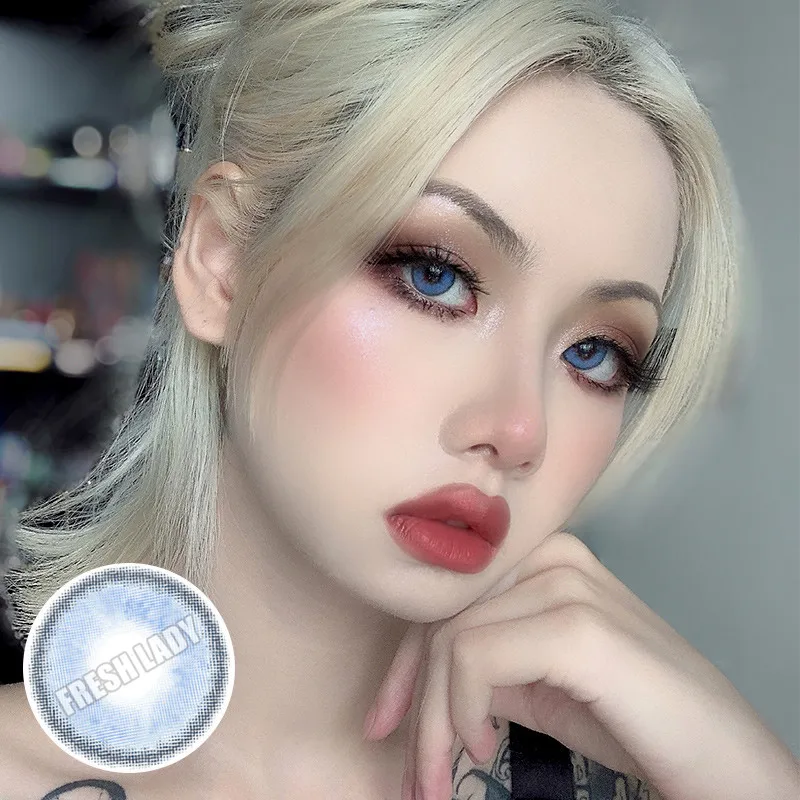 fresh lady official color contact lenses for eyes yearly use 1pair blue green lenses soft colored contacts beauty makeup pupils free global shipping