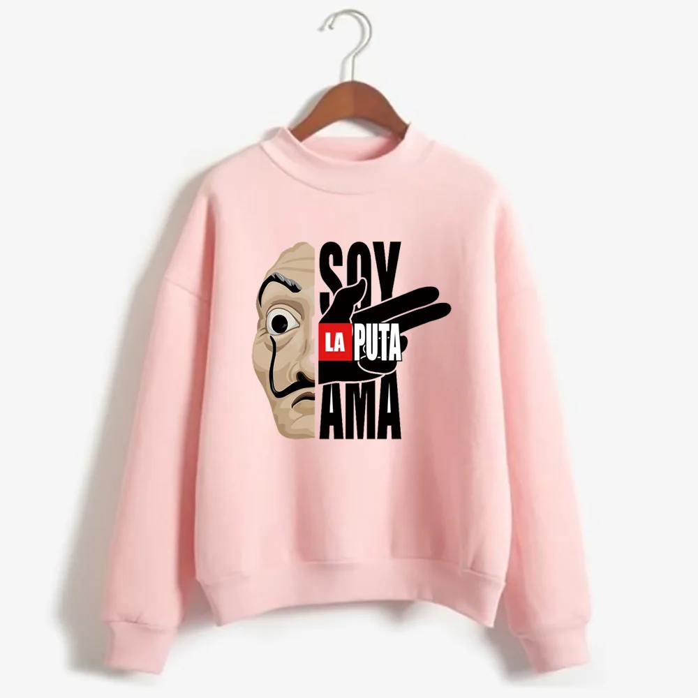 New Women Casual Pullover La Casa De Papel Print Hoodie Sweatshirt Tops Long Sleeve Round Neck Pullover Hoodie