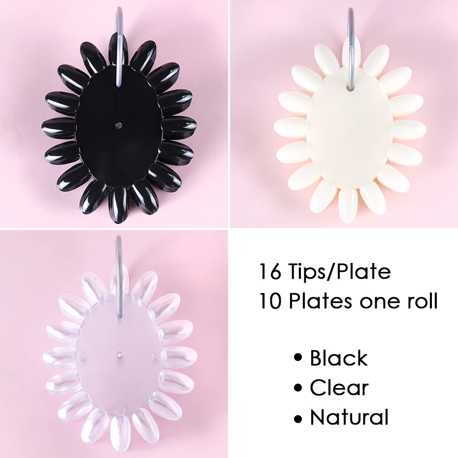 Набор накладных ногтей PP1513 Круглые 160 с кольцом для разных цветов палитра лаков