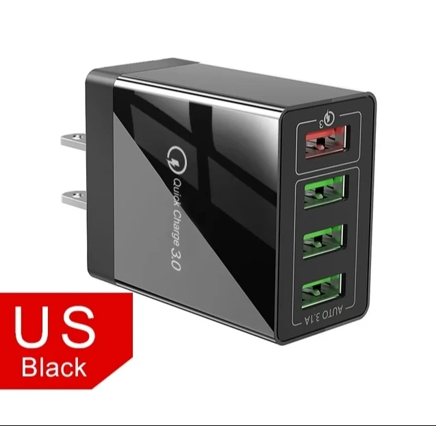 Black US Type C 48 Вт Зарядное устройство для мобильного телефона Qualcom 3,0+ 3x3,1 A Выход+ 1 м кабель типа C. Ультра быстрое зарядное устройство. Iphone samsung - Цвет: Black US Type C