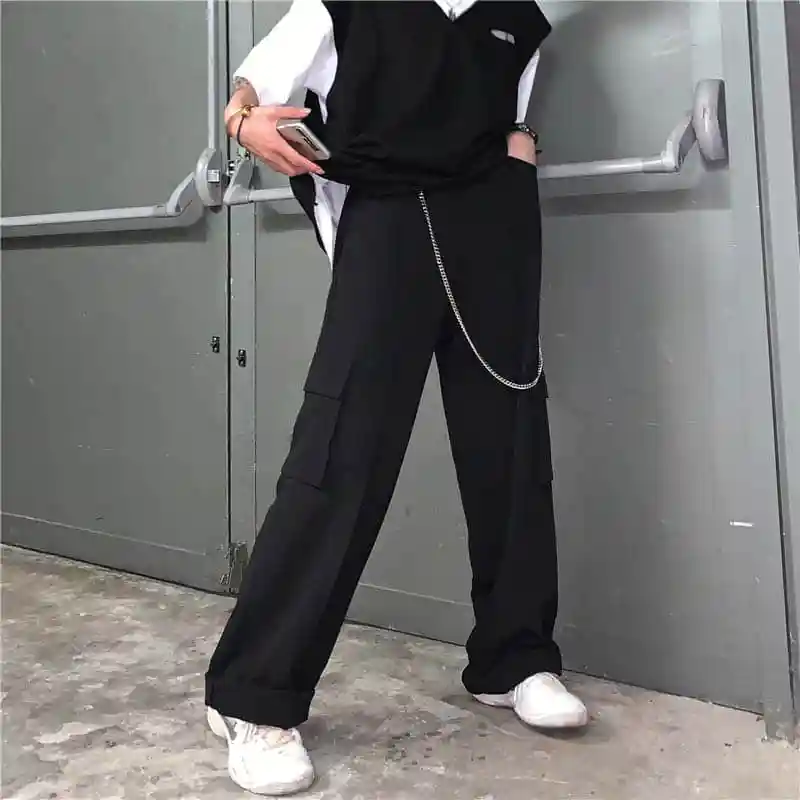 Эластичные брюки NiceMix в стиле Харадзюку модные уличные Одежда большого размера