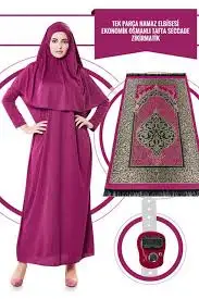 

5 Farkl Renk Tek Para Namaz Elbisesi Seccade ve Zikirmatik Set