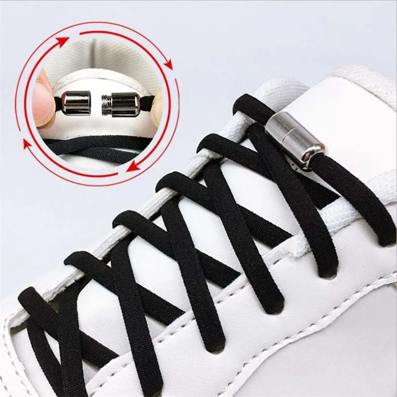

1 Pair Elastic No Tie Shoelaces Semicircle Shoe Laces For Kids and Adult Sneakers Shoelace Quick Lazy Metal Lock Shoestrings