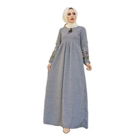 big size maxi womens dress herringbone fabric collar detailed long flower pattern sleeved dress turkey muslim fashion abaya