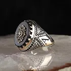 С персональными буквами оникс драгоценный камень 925 пробы мужские серебряное кольцо