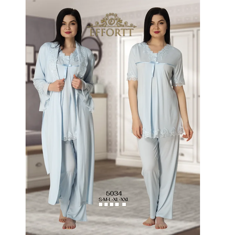 Women's Pajamas Set and Dressing Gown Turkish Cotton Production Lacy Pregnant Hospital Comfortable Clothing Soft Fabric enlarge