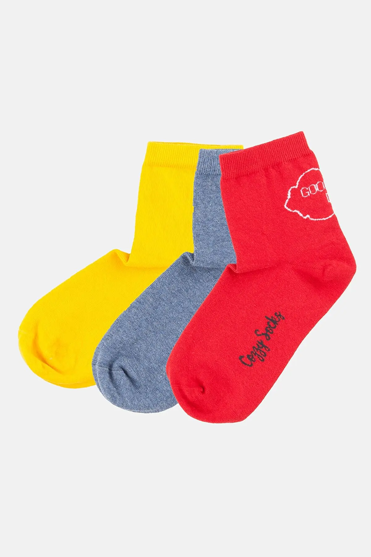 Women's Yellow Blue Red Have A Good Day 3-pack Socks