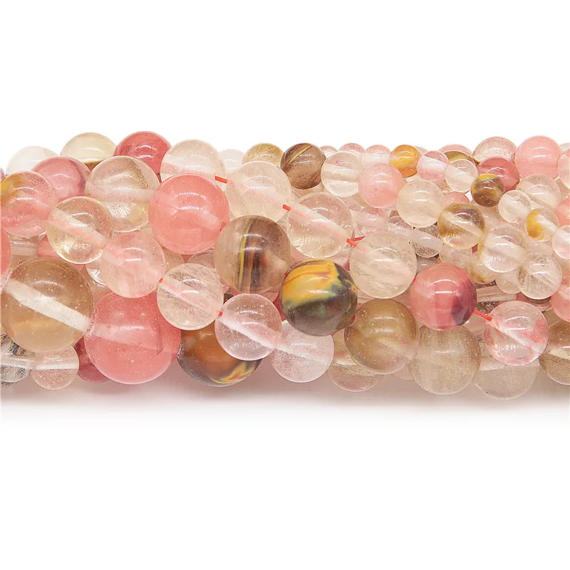 

Natural Mineral Stone Watermelon Peel Quartz Crystal Beads Round 4-12mm Jewelry Making Findings Material