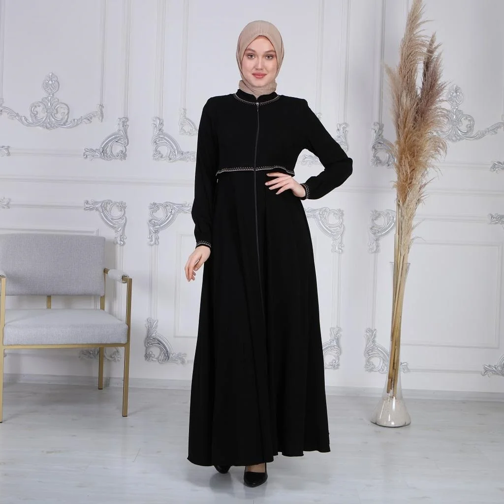 

Stylish Women Black Islamic Hijab Clothing Long Sleeve Abaya Muslim Caftan Eid Wedding Evening Modest Prayer Dress Made in Turkey High Quality Wear Fashion Ramadan Jilbab Kimono Luxury Summer New Season Burqa Girl Wrap