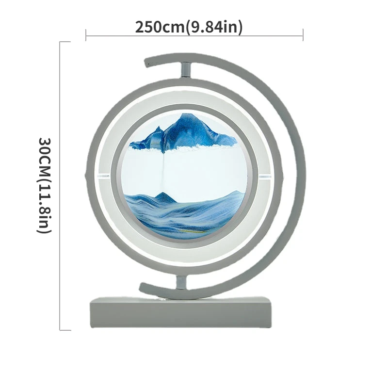 18W LED Remote Control Bedside Table Lamp 3D Quicksand Art Sand Scene Dynamic Round Glass Hourglass Kids Bedroom Night Light |