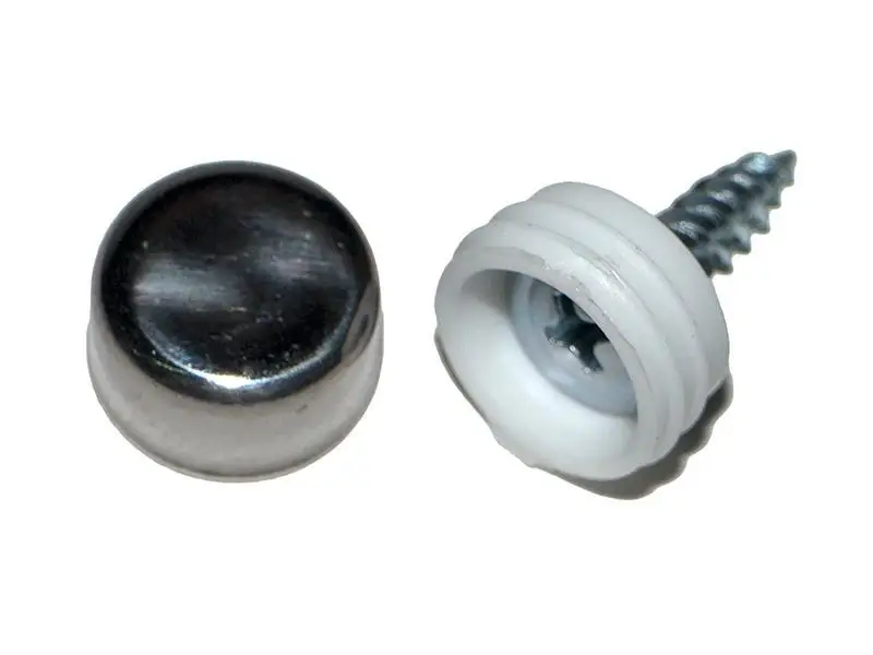 Крепеж номерного знака (саморез) с заглушкой колпачком хром (к т 4 шт.)|Номерной