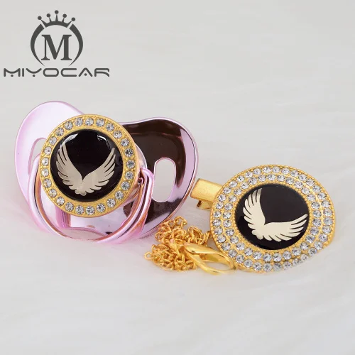 GWG-11 0-6m MIYOCAR 7 цветов Золотое милое Золотое крыло Красивое золотое шикарное соска и пустышка зажим BPA бесплатно пустышка bling уникальный дизайн GWG - Цвет: GWG-11 0-6m
