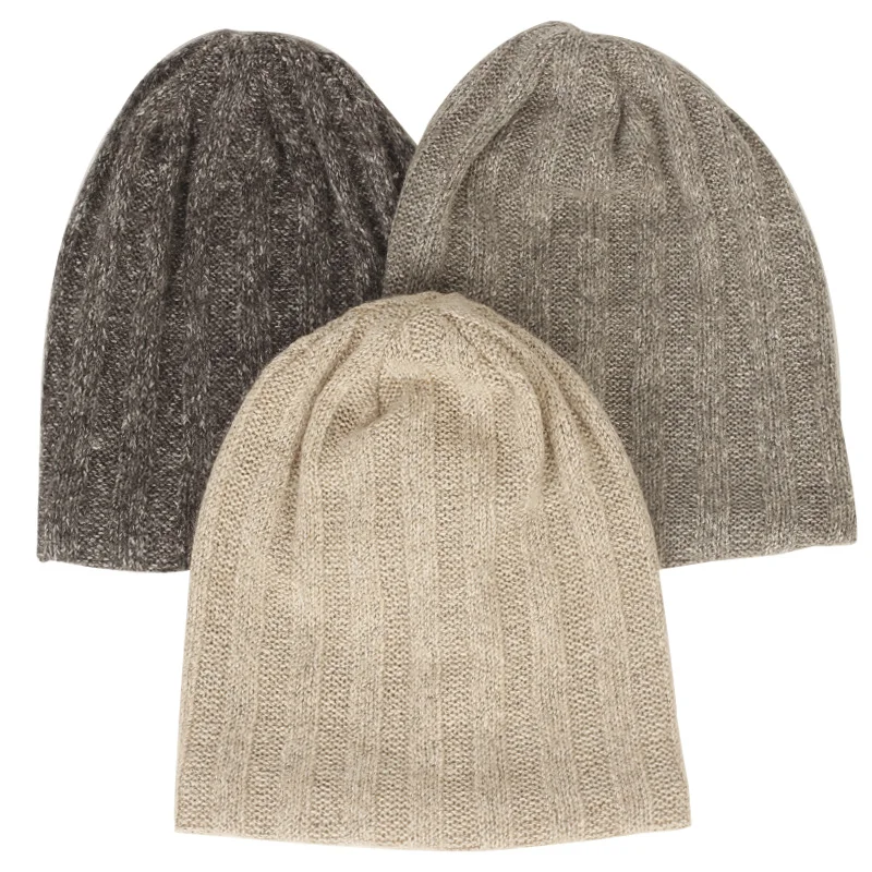 Однотонная Вязаная Шапка-бини в полоску для женщин и мужчин осенне-зимняя новая