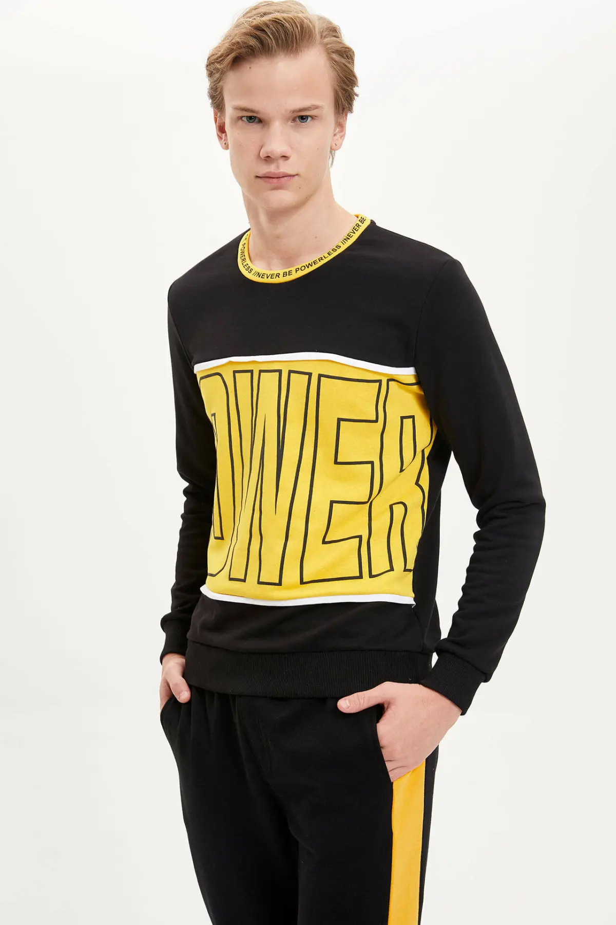 DeFacto новые мужские модные вязаные топы Мужские повседневные с круглым вырезом и