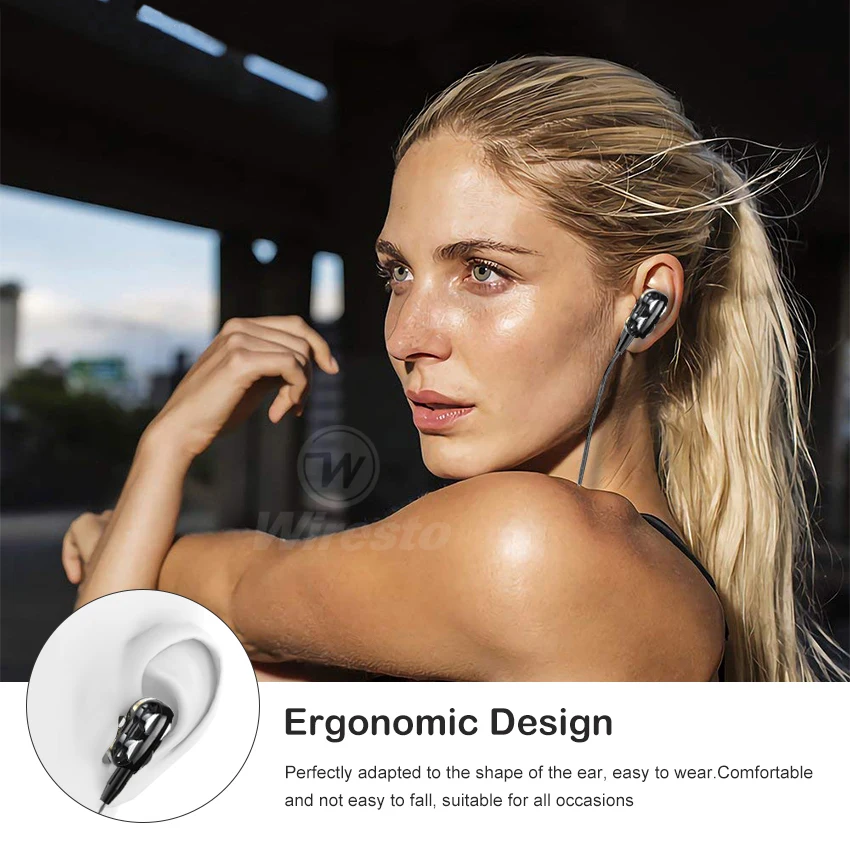 Проводные наушники-вкладыши Wiresto звуконепроницаемые затычки с четырехъядерным