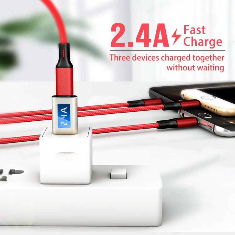 3 In 1 USB C Cable Type To Micro 8 Pin PD USBC Charger For IPhone Android Tablet Tipo Charging Cord | Мобильные телефоны и