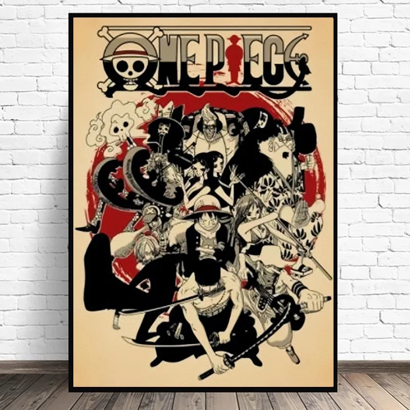 ONE PIECE Аниме винтажные постеры принты для гостиной Ретро Обезьяна D. Luffy Холст