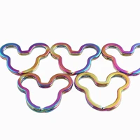 6pcs 3339mm key rings rainbow mouse shaped jump rings diy metal key buckle for keychanins earrings necklaces bags decoration