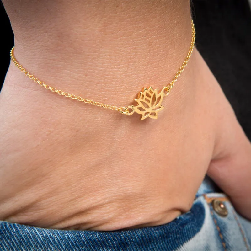 Модная буддистская розовая Золотая цепочка цветок счастливая Йога OM лотос