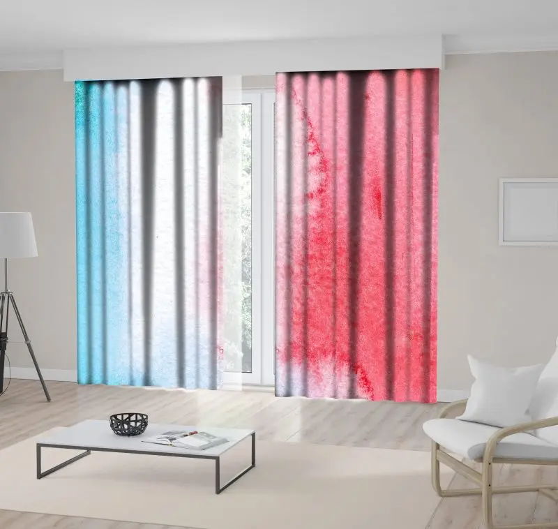 

Curtain Beach and Sea View from Above the Abstract Summer Watercolor Wash Artwork Red White Blue