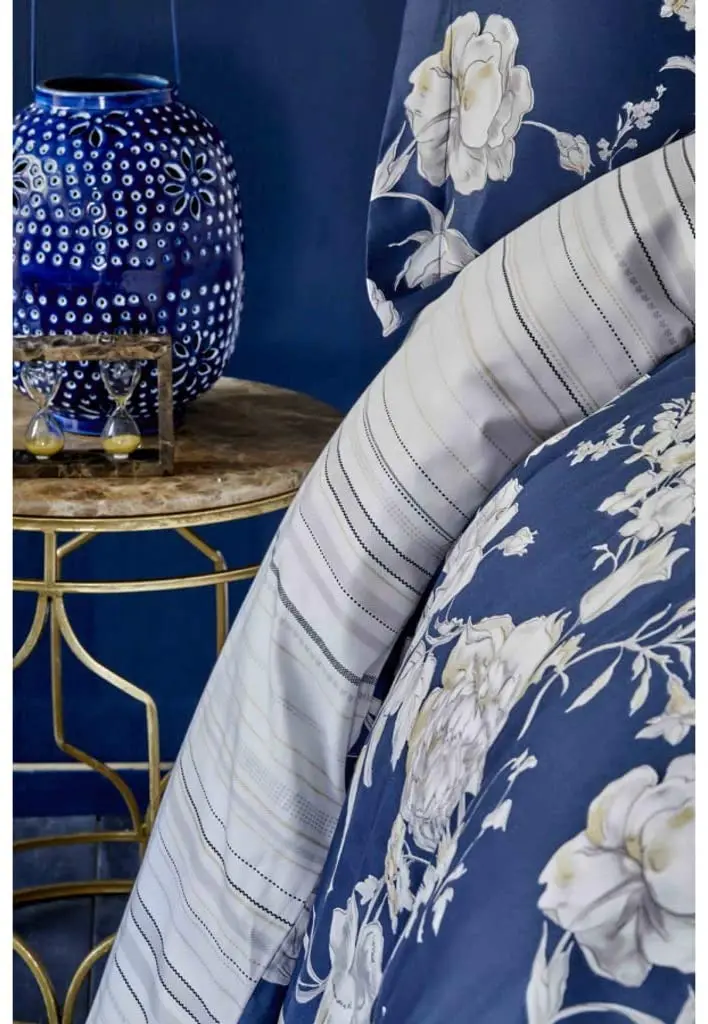 

Karaca Home Elvira Navy Blue Satin Double Duvet Cover Set