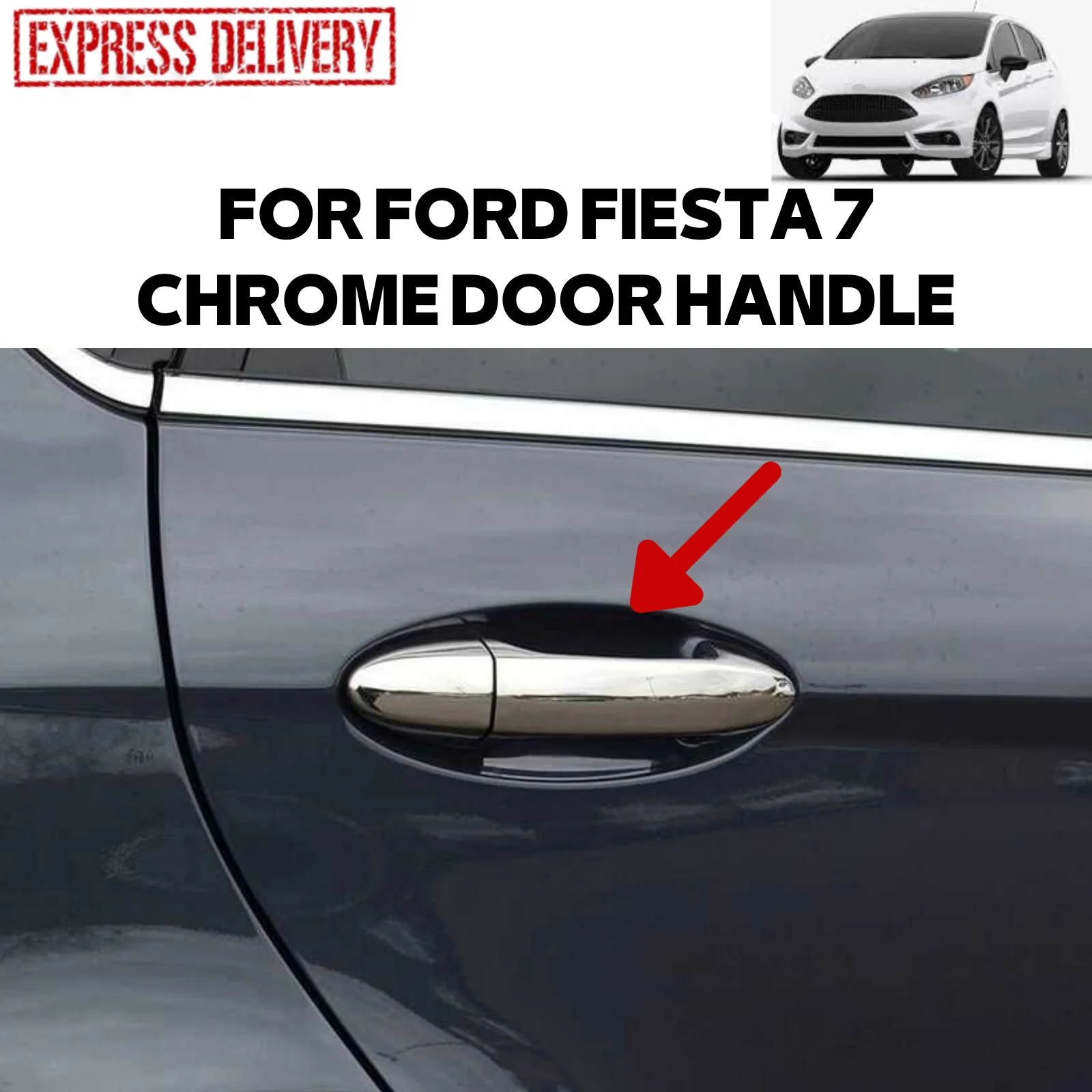 

Хромированная дверная ручка для FORD FIESTA 7 2009-2017, 8 шт., отделка, стоматологический аксессуар из нержавеющей стали, Модифицированная боковая па...