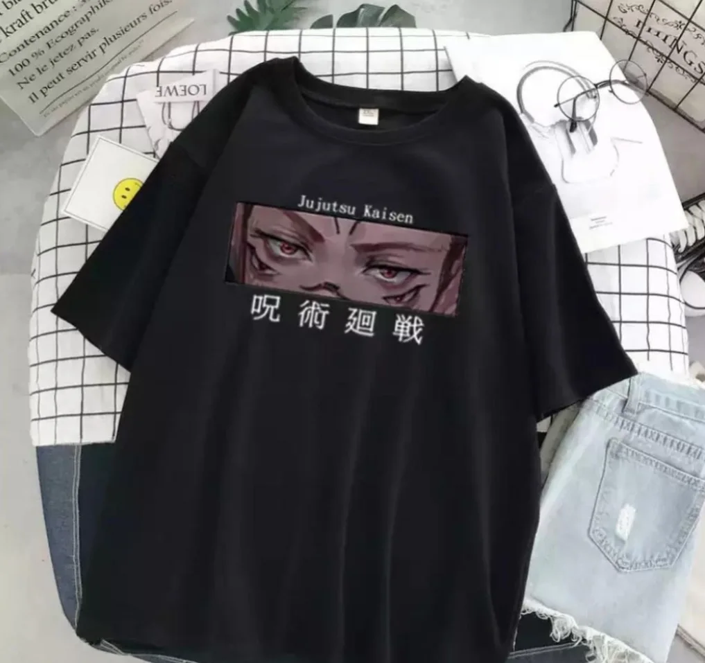 

Anime Jujutsu Kaisen Wiki Eyes Black Unisex T-shirt Fashion Cotton O Neck Top Female TShirt on Street Trend 2021 New Summer