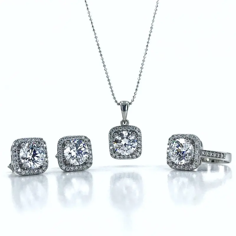3 00 карат Swarovski Заказная модель серебряный комплект костюм|Ювелирные наборы| |