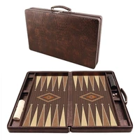 leather bag luxury backgammon crocodile covered walnut wood travel games large set board turkish entertainment christmas gift