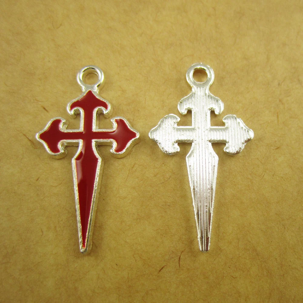 Красная эмаль крест с распятием 100 шт. | Украшения и аксессуары