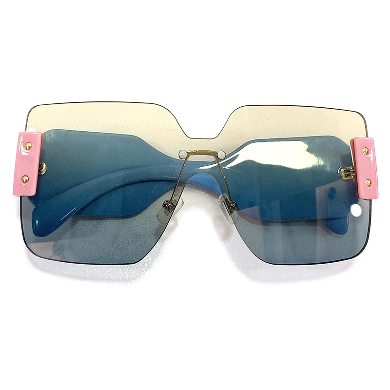 

Goggle Sunglasses Big Frame Vintage Women Brand Designer Luxury Rimless Glasses Gafas De Sol Hombre