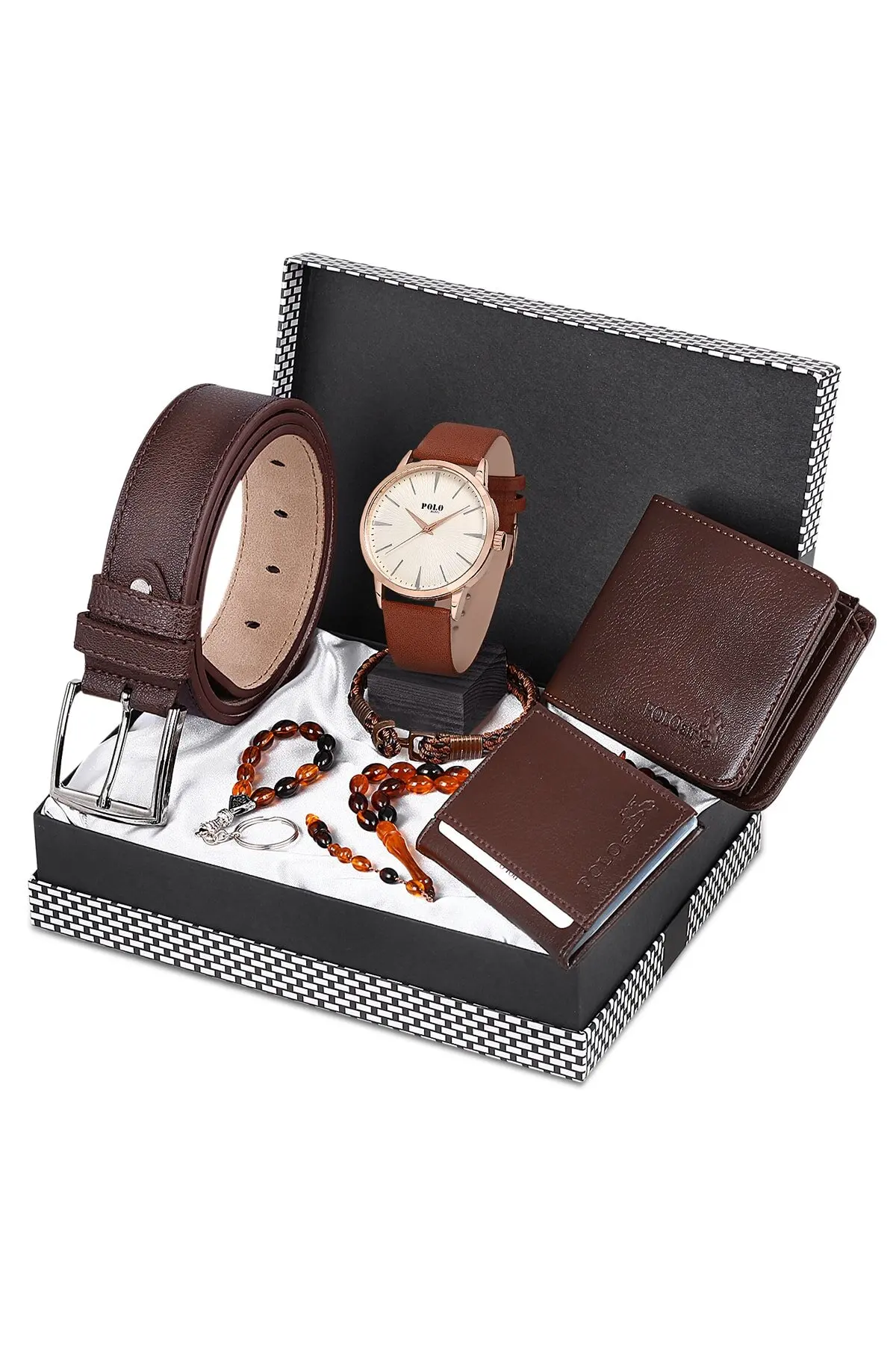 

Men's Wristwatch Clock Wallet Belt Keychain Bracelet Kombini Gift Box Dear Dad Husband Wife Special Day Valentine 'S Day Gift