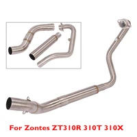 motorcycle exhaust pipe slip on 51mm muffler tip front link tube header connector section for zontes zt310r zt310t zt310x